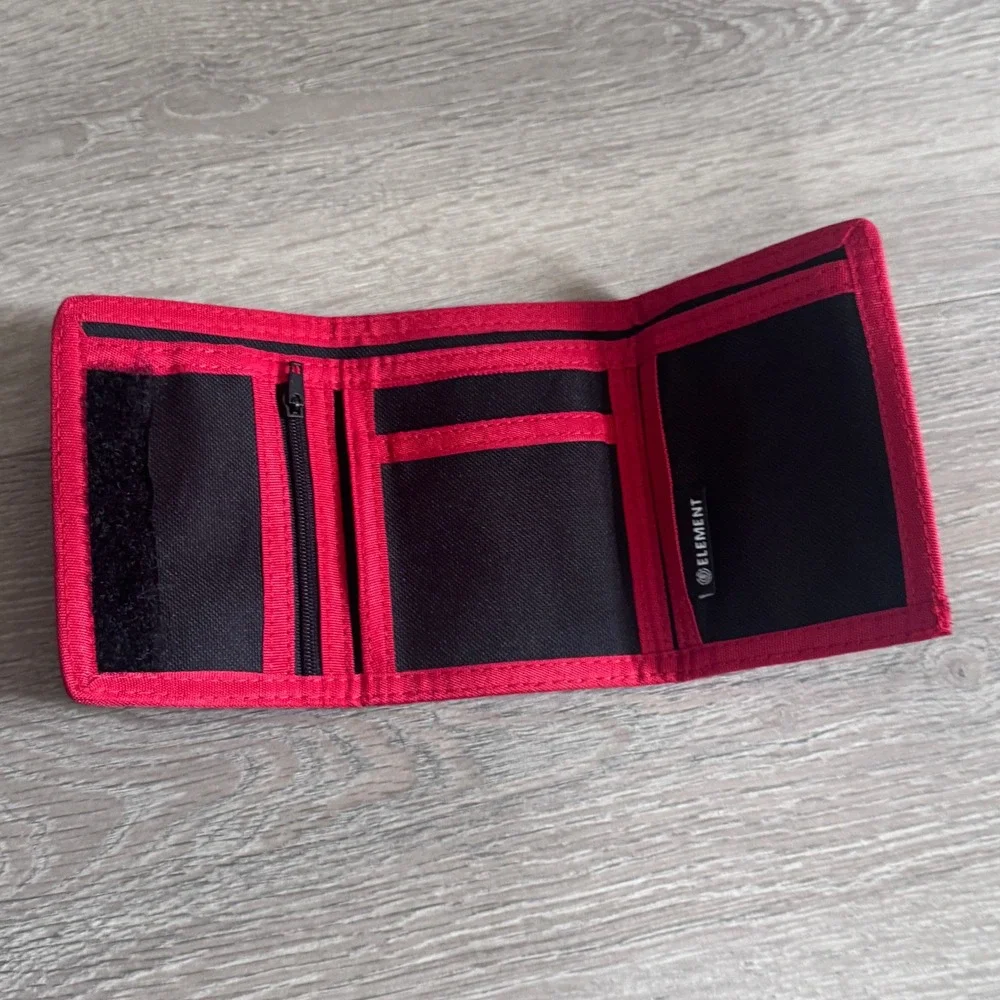 Element Skateboards Trifold Wallet Black Red Fire Earth Wind Water Logo Canvas